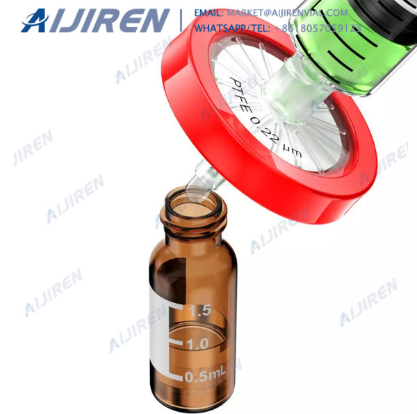 Common use 0.2 um PTFE syringe filter for solvents